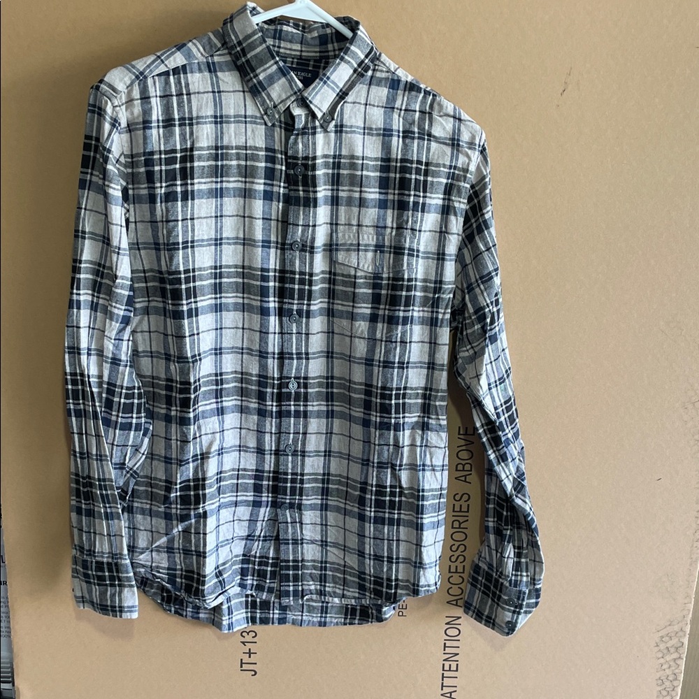 Men's Blue Plaid Shirt